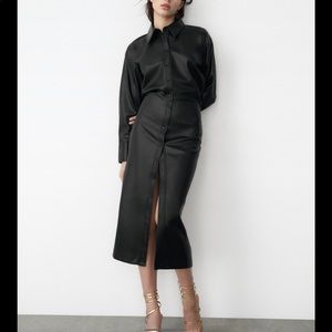 Zara faux leather midi dress
